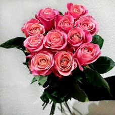 11 розовых роз (70 см)